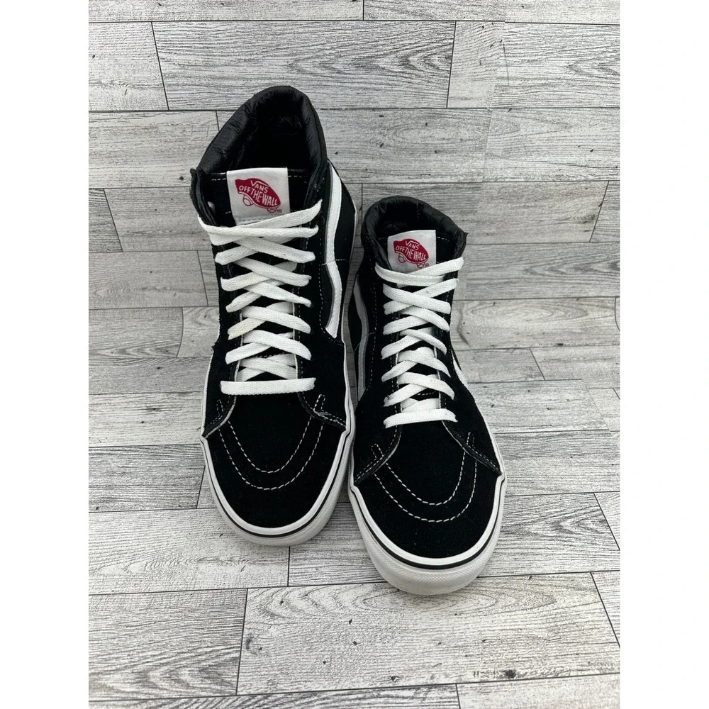 Vans Sk8-Hi High Top Sneakers Black White Men 7.5 Women 9 Skate Shoes